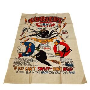 Vintage Curling Crying linen kitchen towel